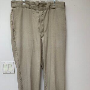Dickies Men's Tan Pants Flat Front Straight Leg Classic Fit Straight Leg 29x36